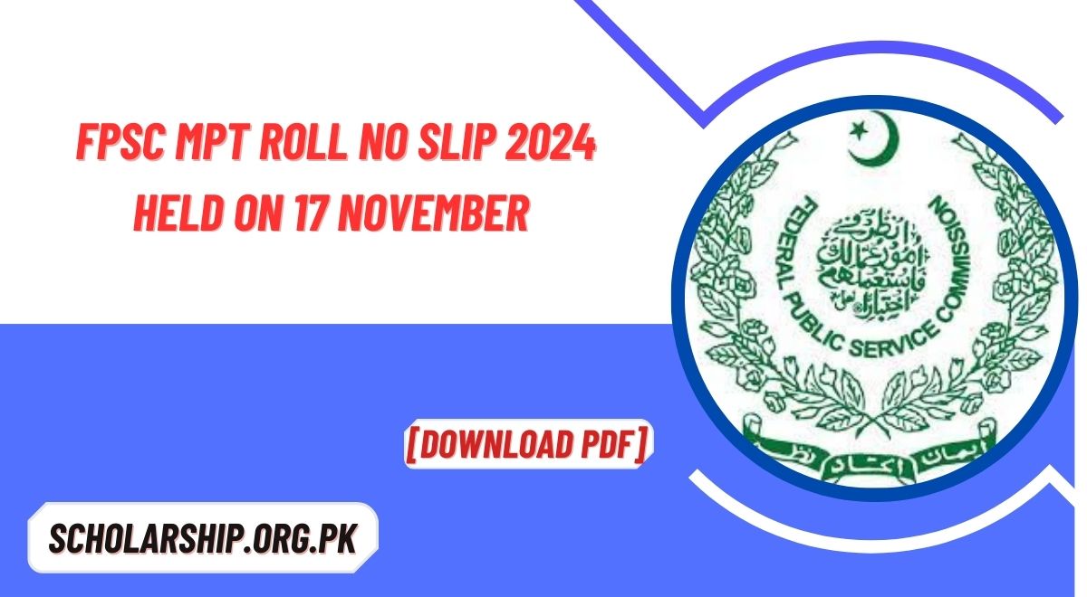 FPSC MPT Roll NO Slip 2024 Held on 17 November [Download PDF]